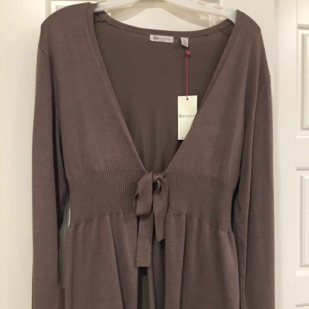 Ripe Maternity Soraya Bow Tie Shitake Cardigan